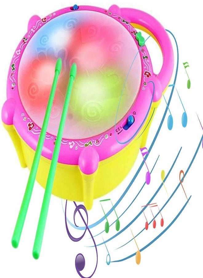 HDA GROUP Musical Sound Toy Flash Drum Set with Music and Lights Electronic Touch Flash Visual 3D Lights with 3 Game Mode & Dynamic Music Toy for Kids 3+ Years and for Return Gift (Yellow) - Image 1